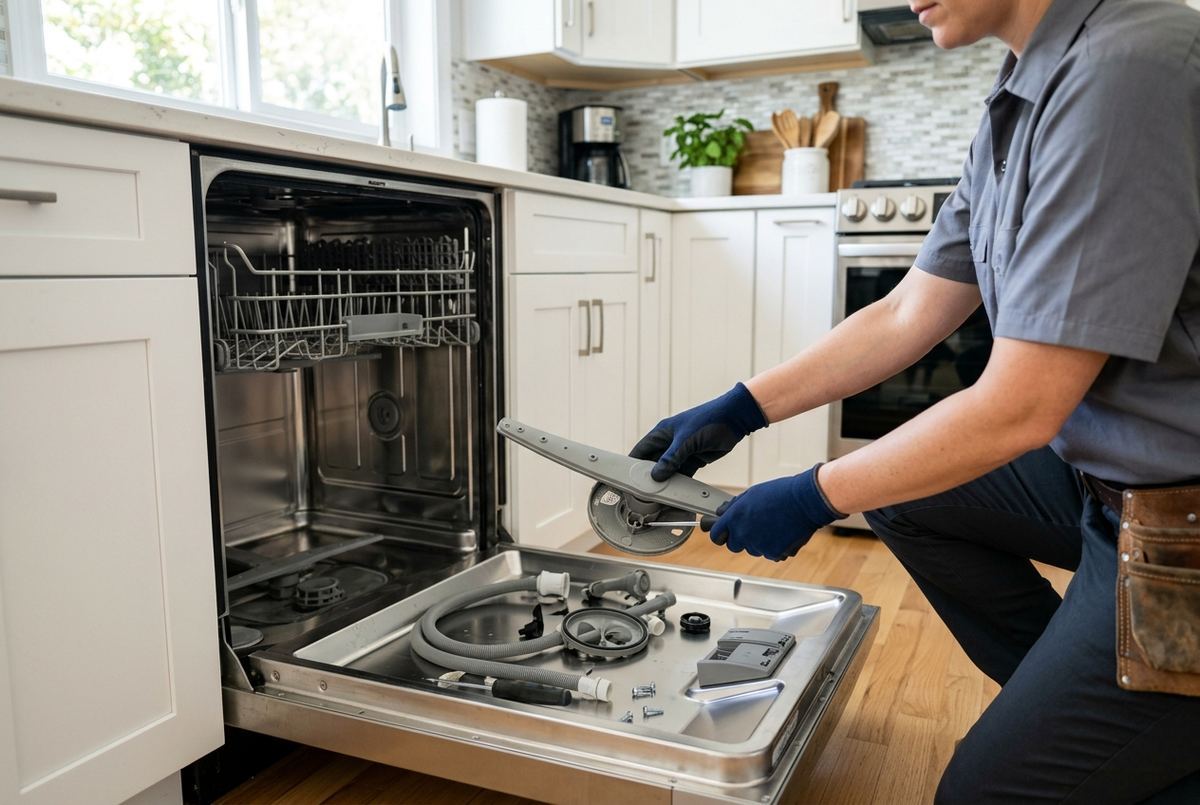 Dishwasher Repair technician at work