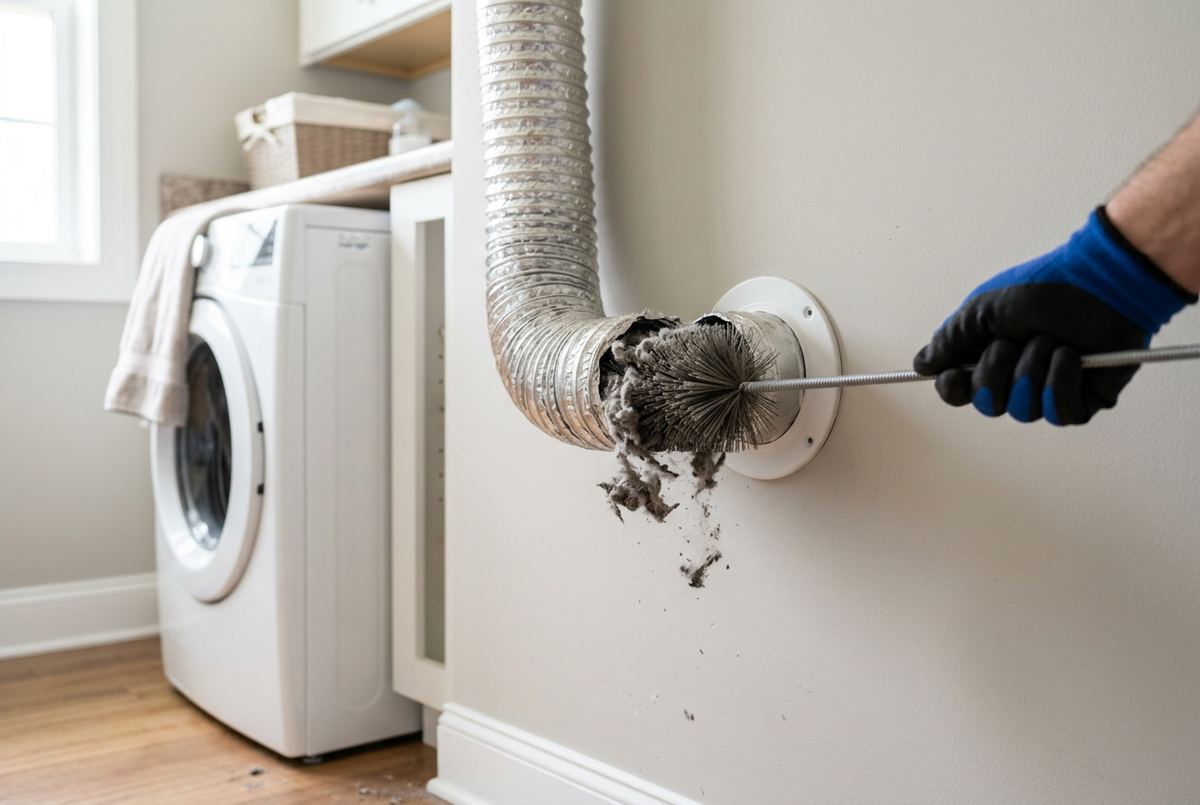 Dryer Vent Cleaning technician at work