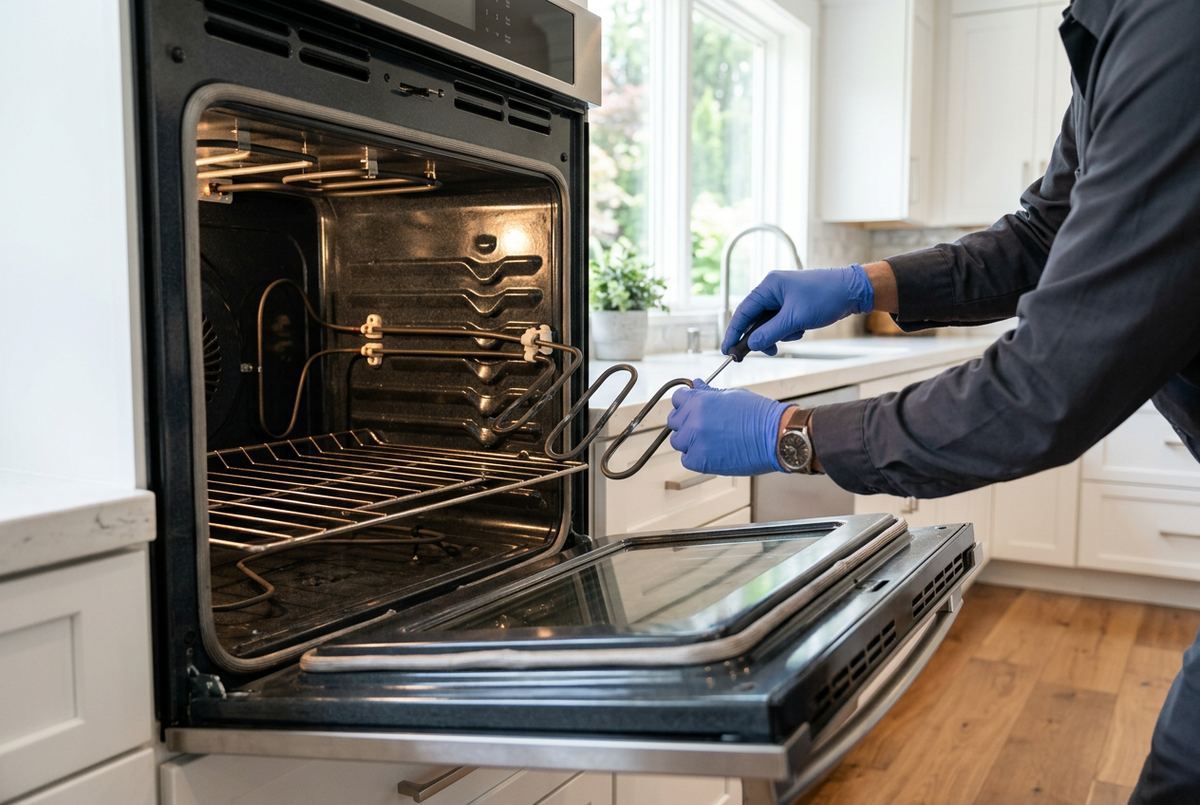 Oven Repair technician at work