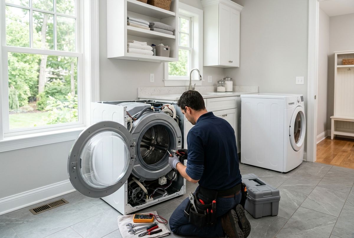 Washer Repair technician at work